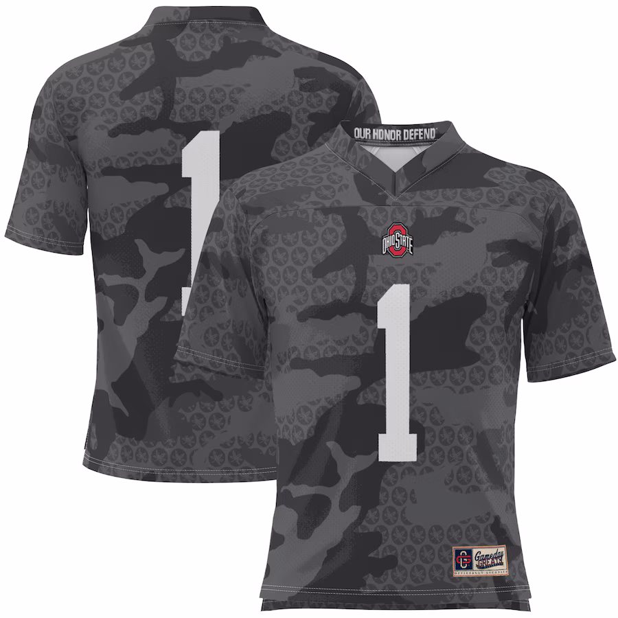 Men's GameDay Greats #1 Black Ohio State Buckeyes Camo Football Jersey - ujerseystore