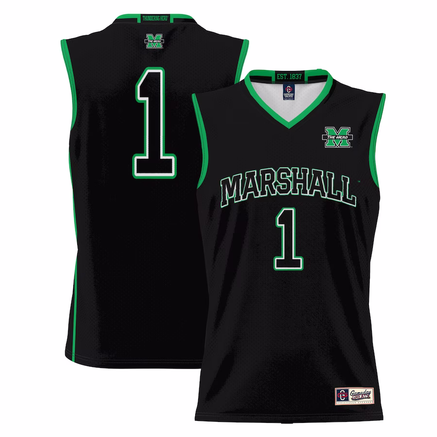 #1  Marshall Thundering Herd GameDay Greats  Lightweight Basketball Jersey - Black - ujerseystore