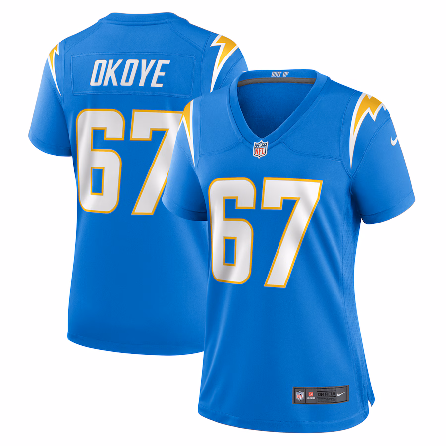 Women's Los Angeles Chargers CJ Okoye Nike  Powder Blue Team Game Jersey - ujerseystore