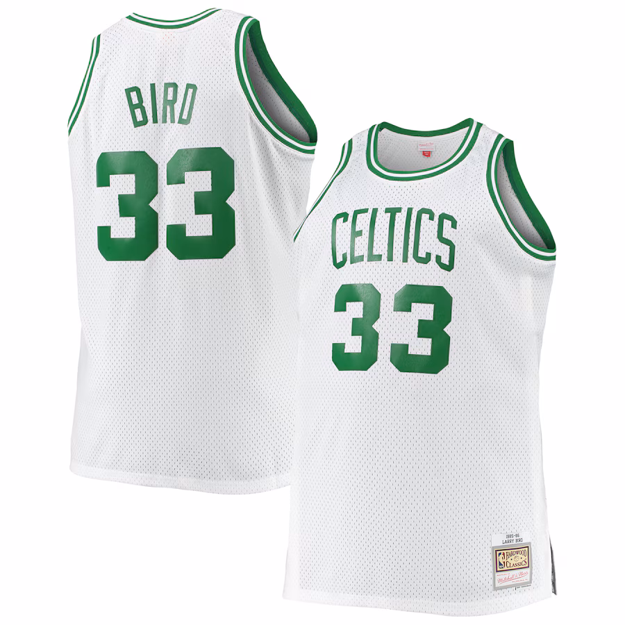 Men's Boston Celtics Larry Bird Mitchell & Ness White Big & Tall 1985/86 Hardwood Classics Swingman Jersey - ujerseystore