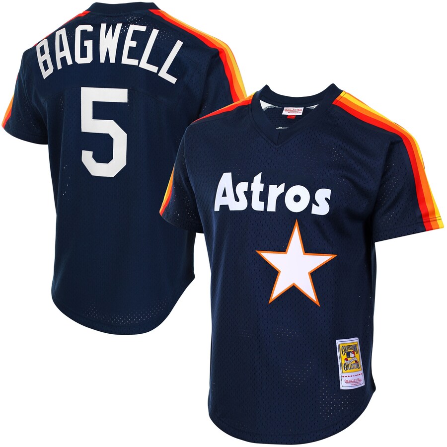 Men's Houston Astros Jeff Bagwell Mitchell & Ness Navy Cooperstown Mesh Batting Practice Jersey - ujerseystore
