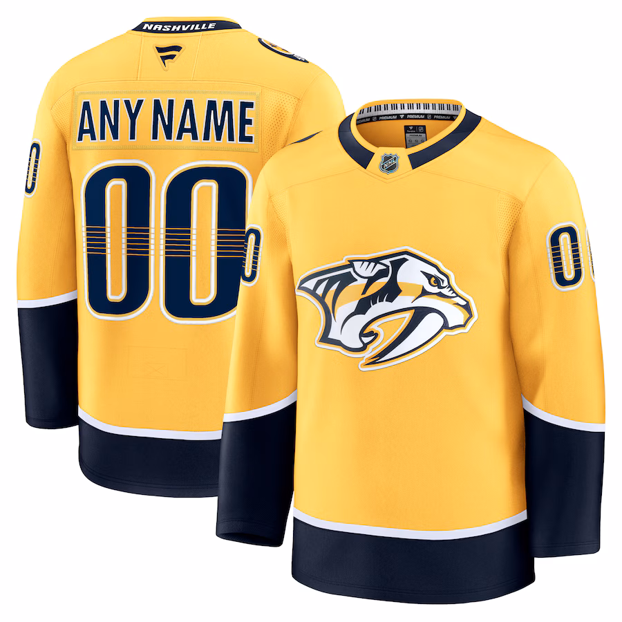 Men's Nashville Predators Fanatics Gold Home Premium Custom Jersey - ujerseystore