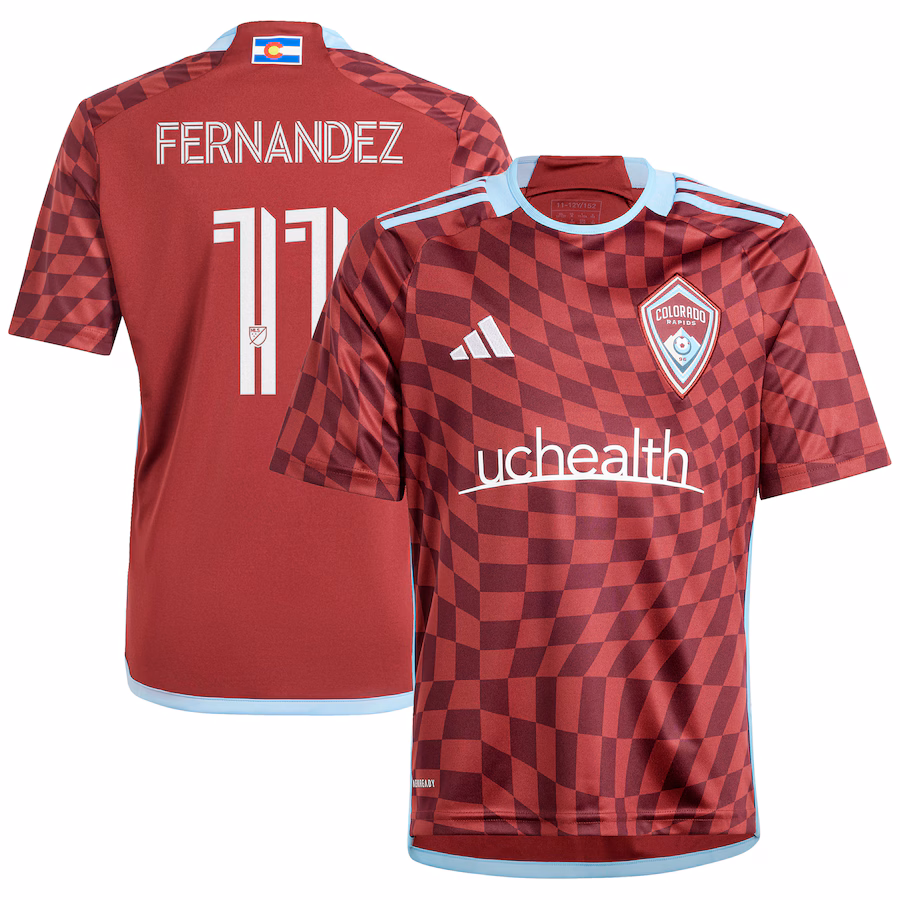 Youth Colorado Rapids Omir Fernandez adidas Burgundy 2024 One Flag Kit Replica Player Jersey - ujerseystore
