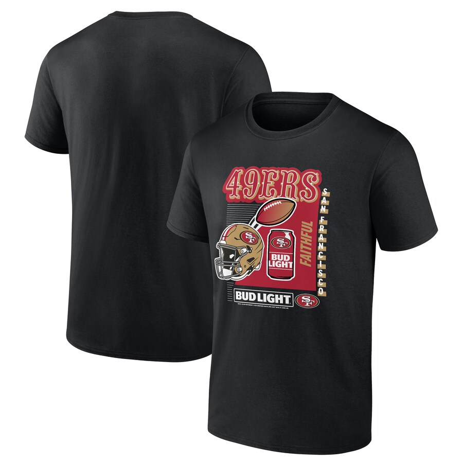 Men's San Francisco 49ers Black Bud Light T-Shirt - ujerseystore