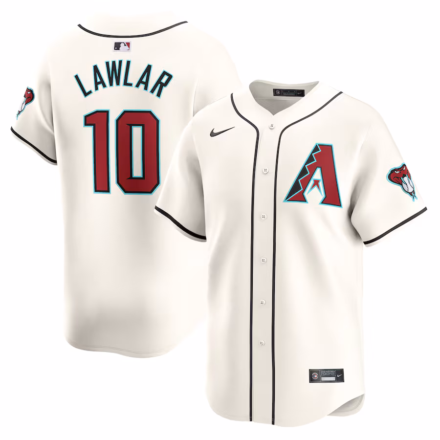 Men's Arizona Diamondbacks Jordan Lawlar Nike White Home Limited Player Jersey - ujerseystore