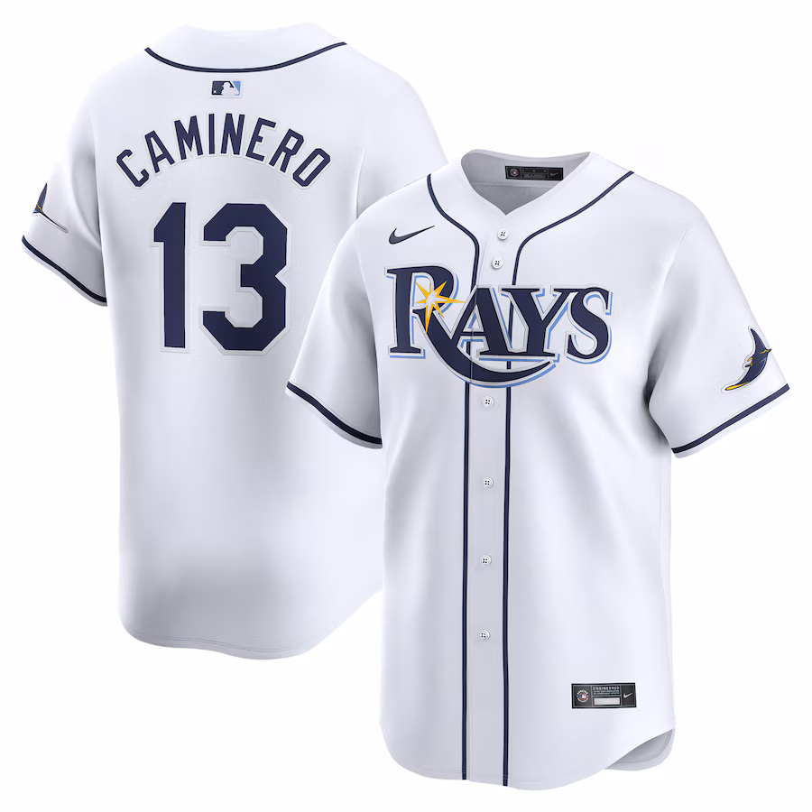 Youth Tampa Bay Rays Junior Caminero Nike White Home Limited Player Jersey - ujerseystore