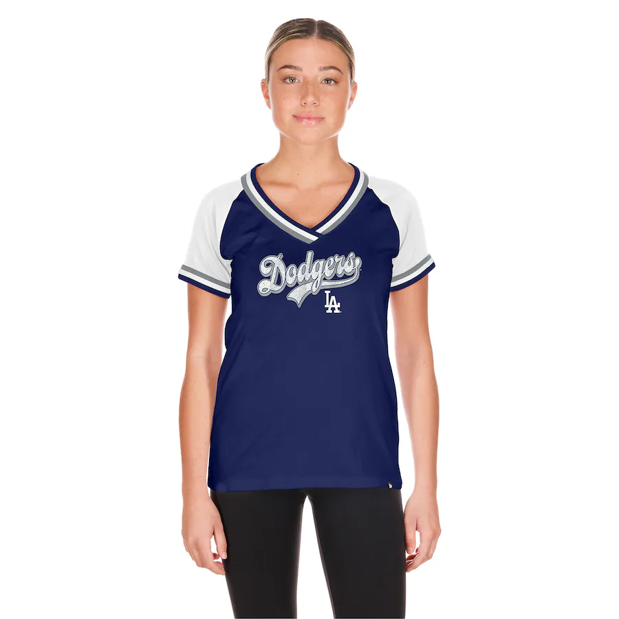 Women's Los Angeles Dodgers New Era Royal Gameday Raglan V-Neck T-Shirt - ujerseystore