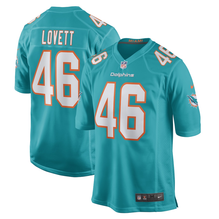 Men's Miami Dolphins John Lovett Nike Aqua Game Player Jersey - ujerseystore