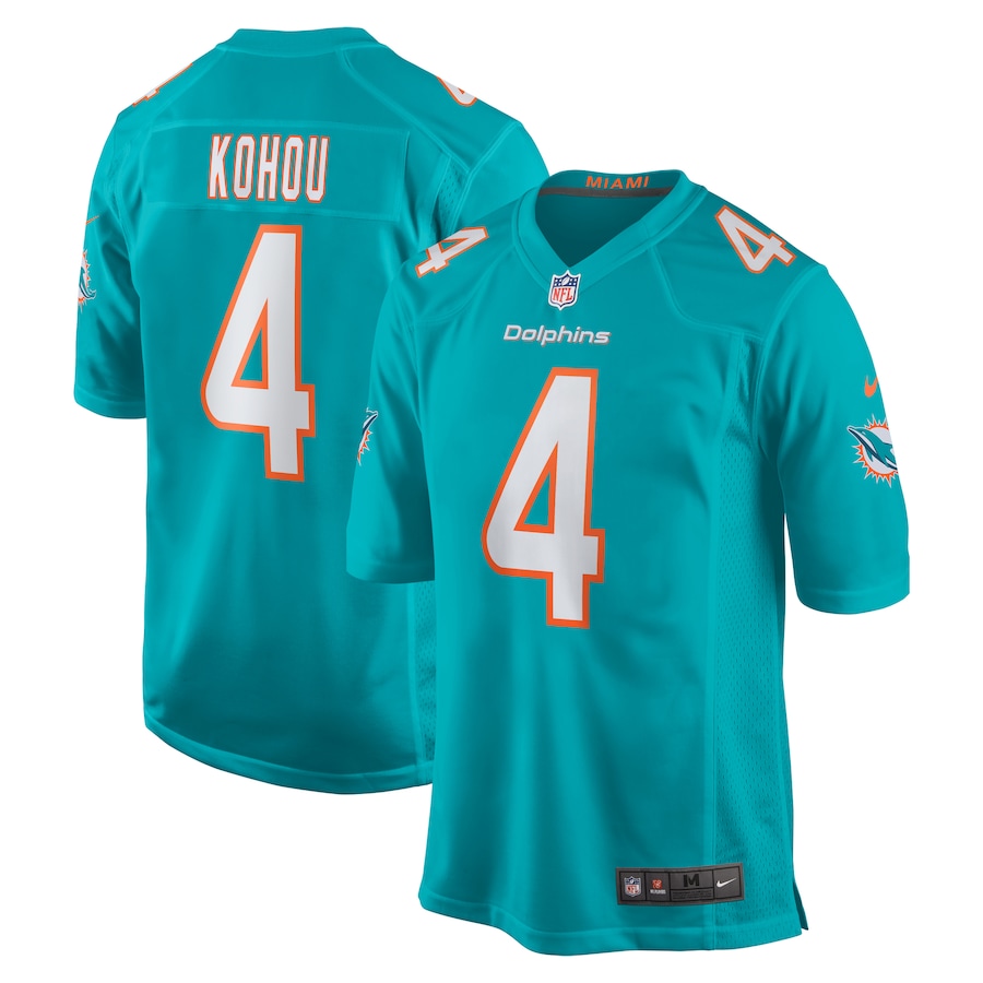 Men's Miami Dolphins Kader Kohou Nike Aqua Game Player Jersey - ujerseystore