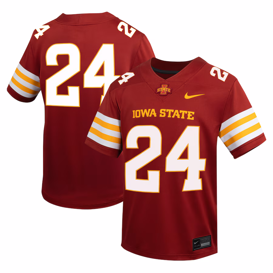 Youth Nike #24 Cardinal Iowa State Cyclones Untouchable Football Jersey - ujerseystore
