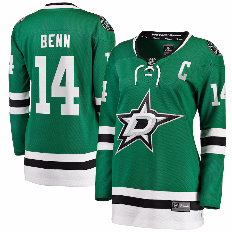 Women's Dallas Stars Jamie Benn Fanatics Kelly Green Captain Patch Home Breakaway Player Jersey - ujerseystore