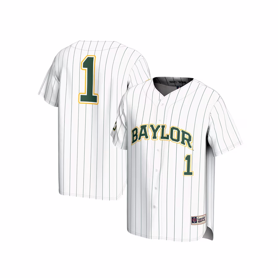 #1 Baylor Bears GameDay Greats Youth Lightweight Baseball Fashion Jersey - White - ujerseystore