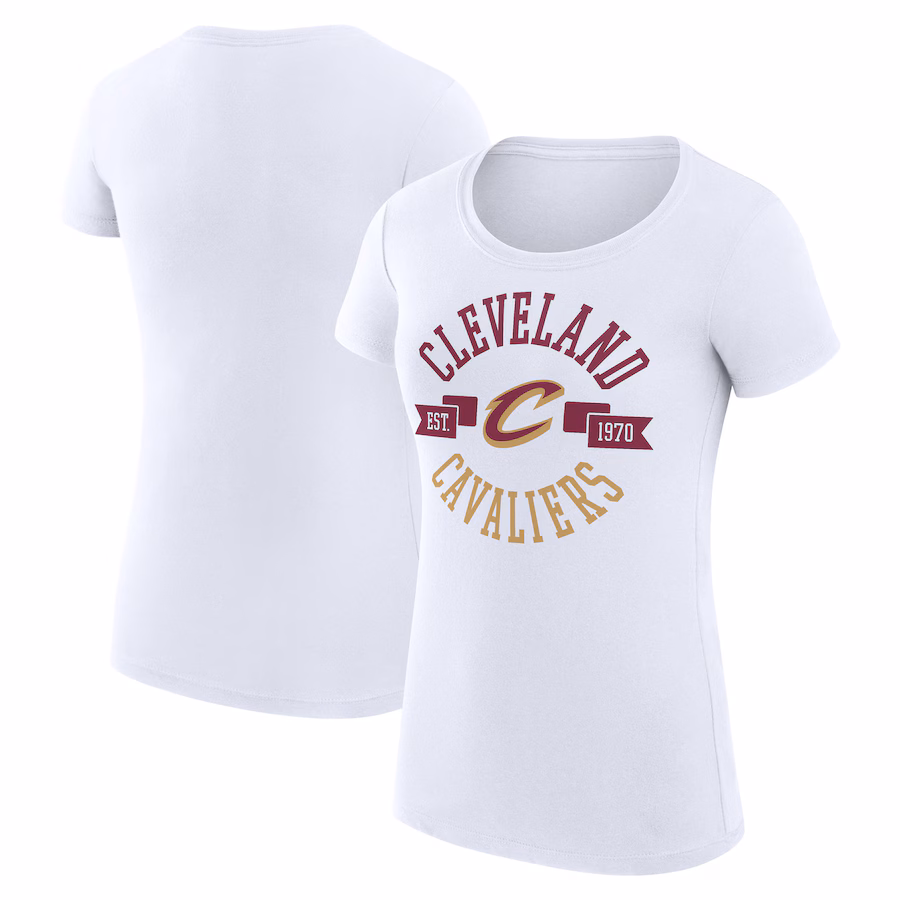 Women's Cleveland Cavaliers G-III 4Her by Carl Banks White Large City Logo Fitted T-Shirt - ujerseystore