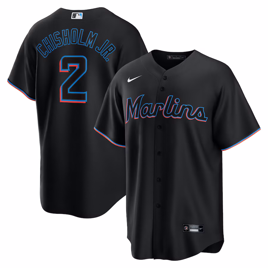 Men's Miami Marlins Jazz Chisholm Jr. Nike Black Alternate Replica Player Jersey - ujerseystore