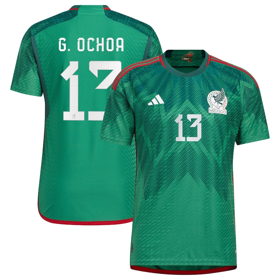 Men's Mexico National Team Guillermo Ochoa adidas Green 2022/23 Home Authentic Player Jersey - ujerseystore