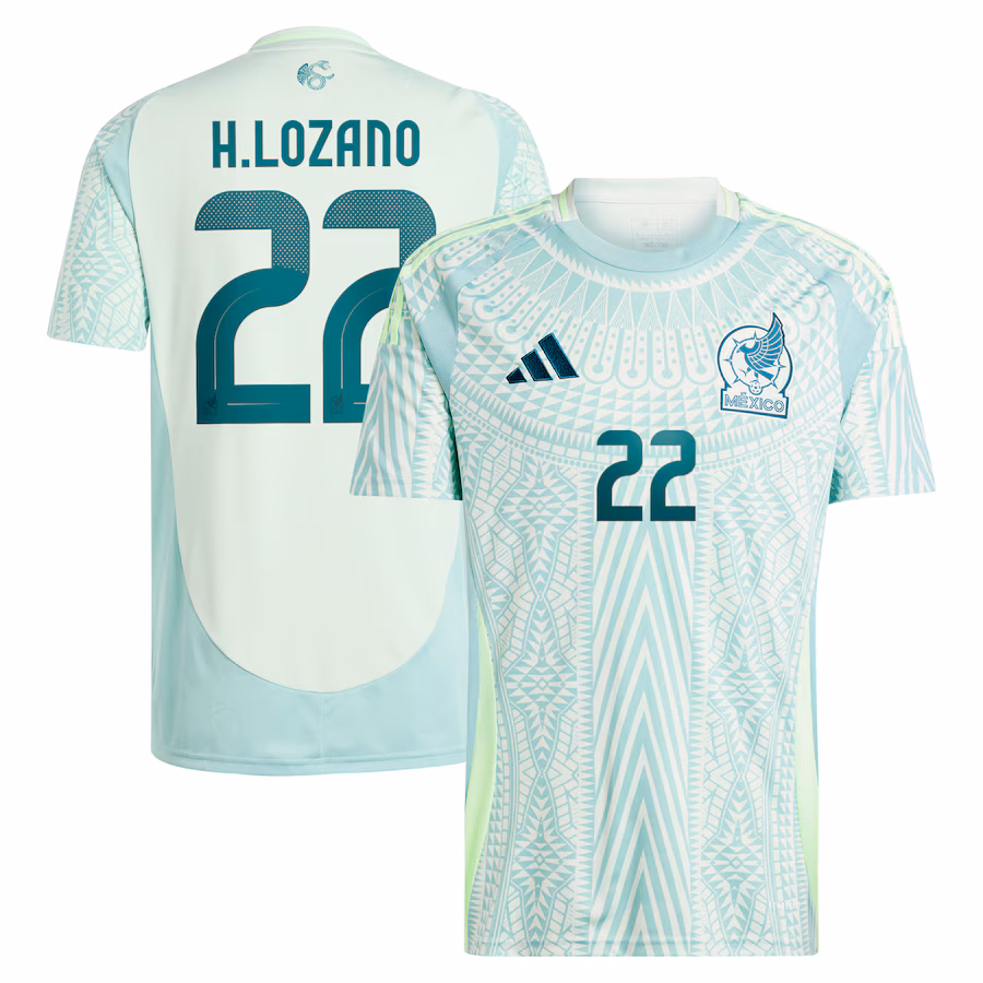 Men's Mexico National Team Hirving Lozano adidas Green 2024 Away Replica Player Jersey - ujerseystore