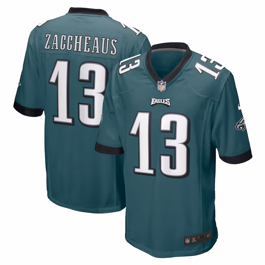 Men's Philadelphia Eagles Olamide Zaccheaus Nike Midnight Green Game Jersey - ujerseystore