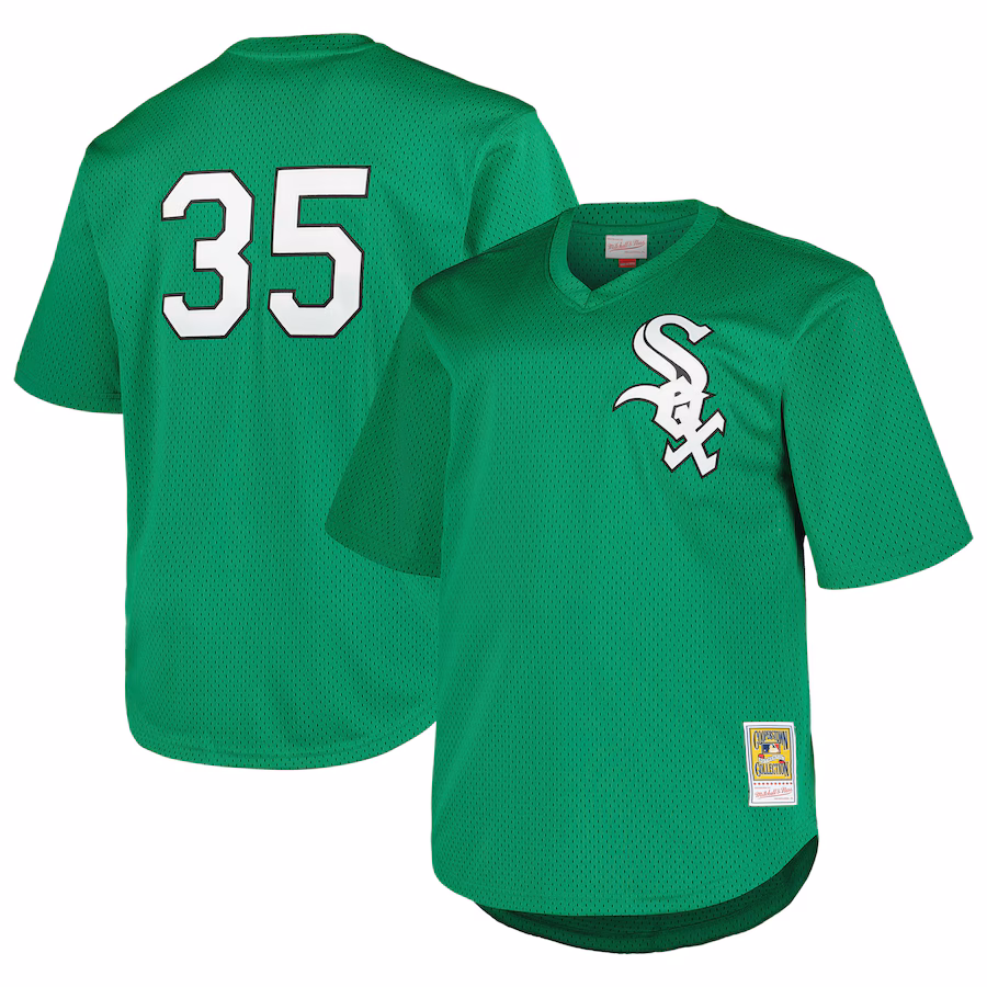 Men's Chicago White Sox Frank Thomas Profile Kelly Green Big & Tall Cooperstown Collection Mesh Batting Practice Jersey - ujerseystore