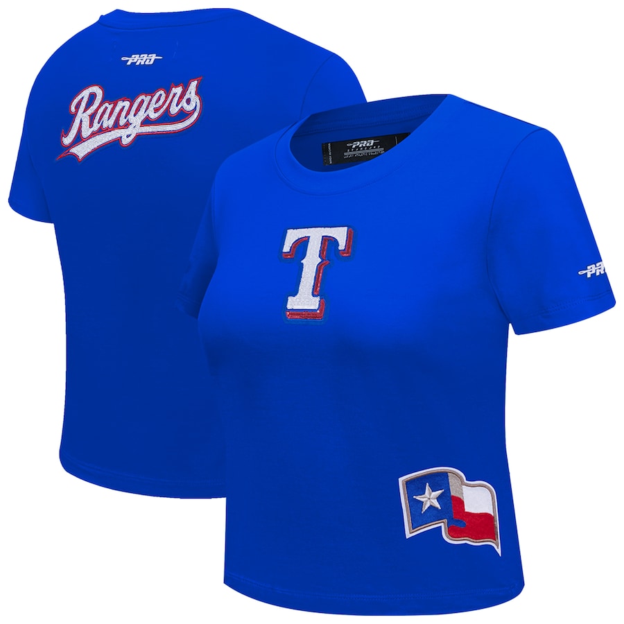 Women's Texas Rangers Pro Standard Royal Game Day Classics Baby Doll Cropped T-Shirt - ujerseystore