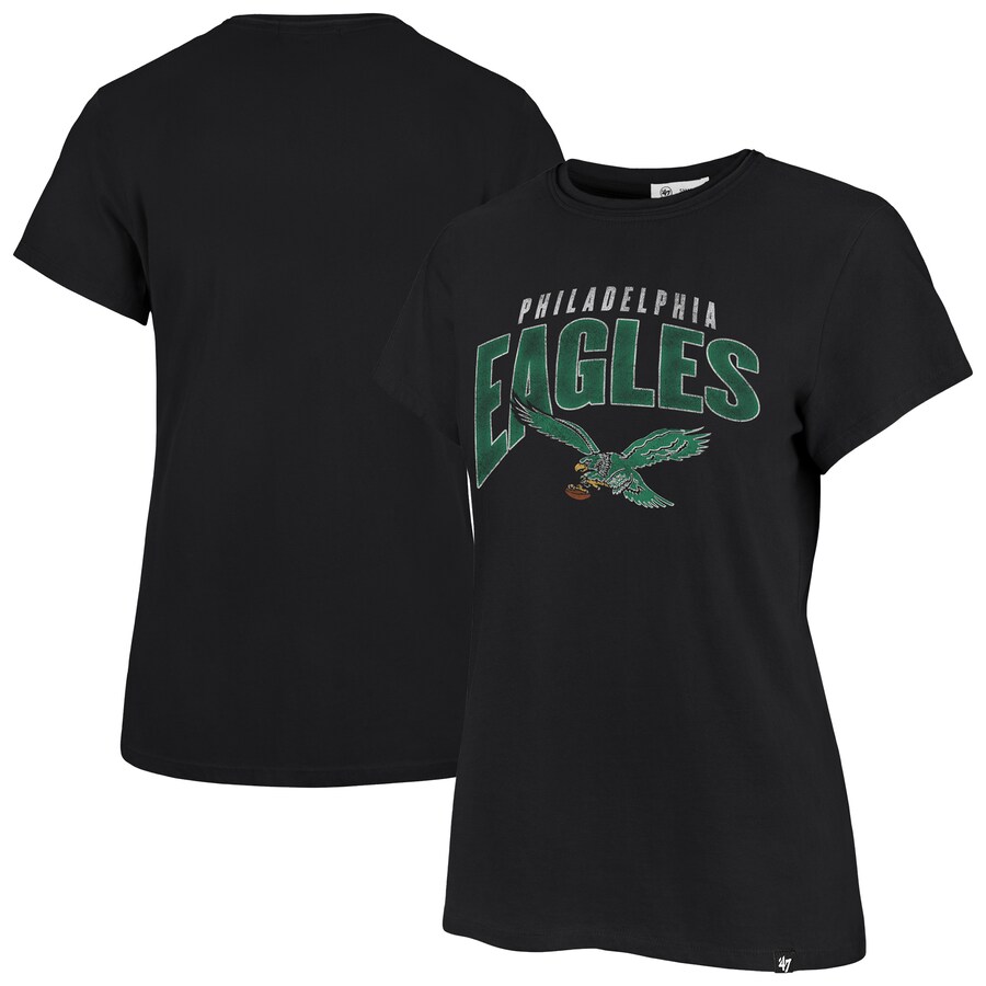 Women's Philadelphia Eagles '47 Black Treasure Frankie T-Shirt - ujerseystore