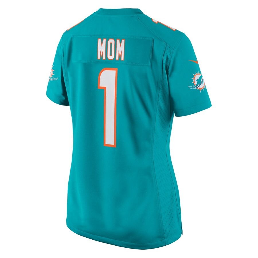 Women's Miami Dolphins Number 1 Mom Nike Aqua Game Jersey - ujerseystore