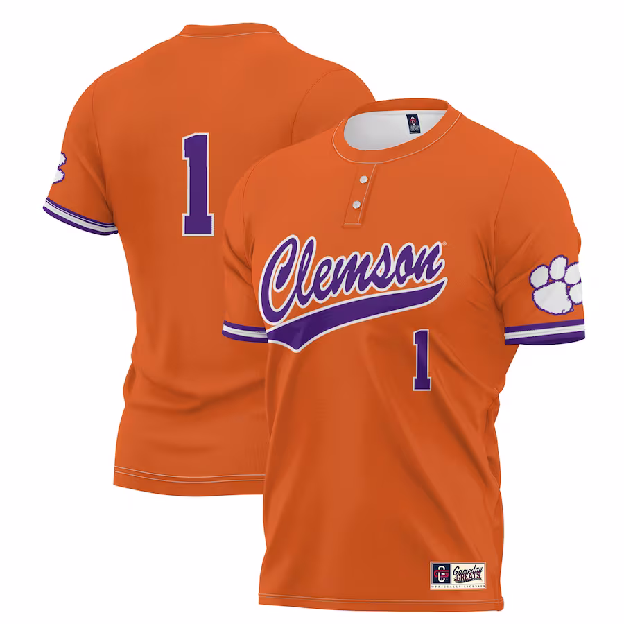 #1 Clemson Tigers GameDay Greats Youth Lightweight Softball Jersey - Orange - ujerseystore