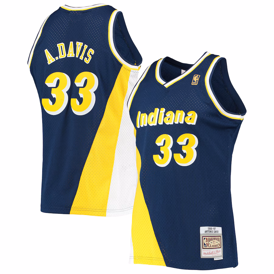 Men's Indiana Pacers Antonio Davis Mitchell & Ness Navy 1996/97 Hardwood Classics Swingman Jersey - ujerseystore
