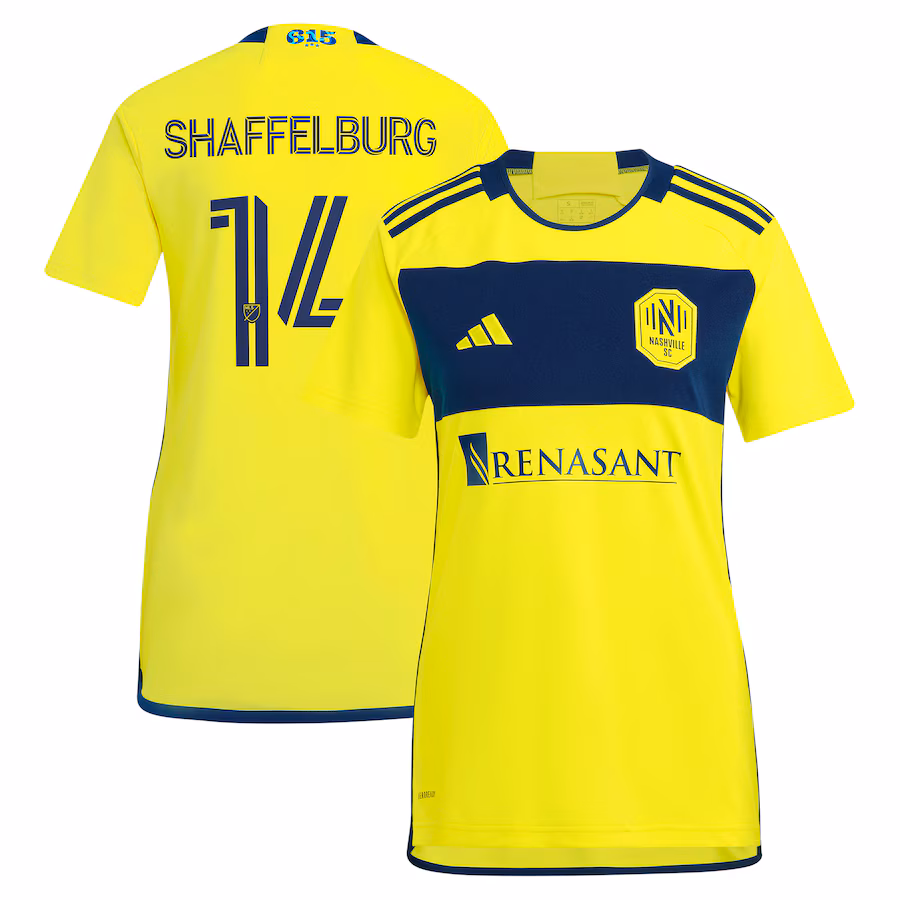 Women's Nashville SC Jacob Shaffelburg adidas Yellow 2024 The 615 Kit Replica Player Jersey - ujerseystore