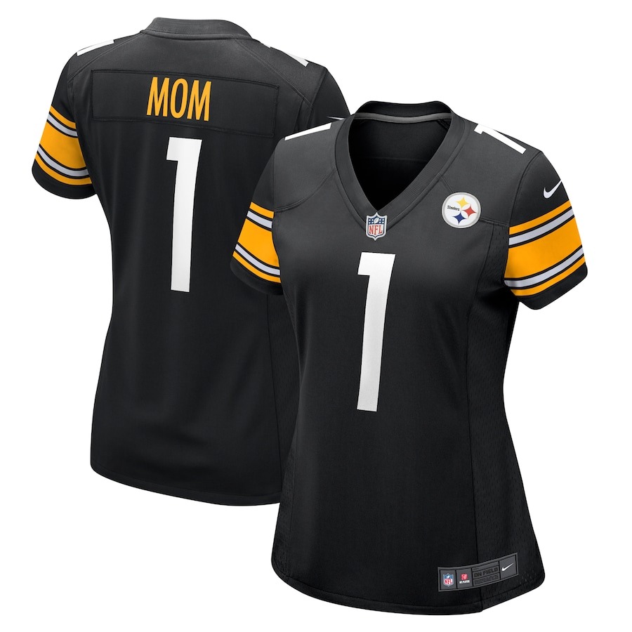 Women's Pittsburgh Steelers Number 1 Mom Nike Black Game Jersey - ujerseystore