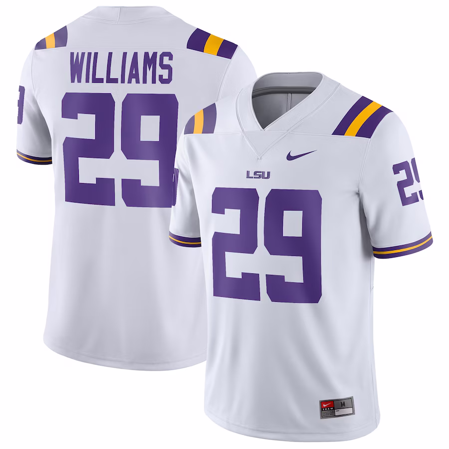 Greedy Williams LSU Tigers Nike Game Jersey - White - ujerseystore