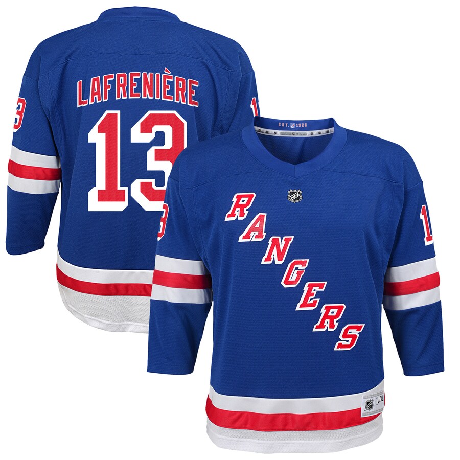 Youth New York Rangers Alexis Lafreniere Blue Home Replica Player Jersey - ujerseystore
