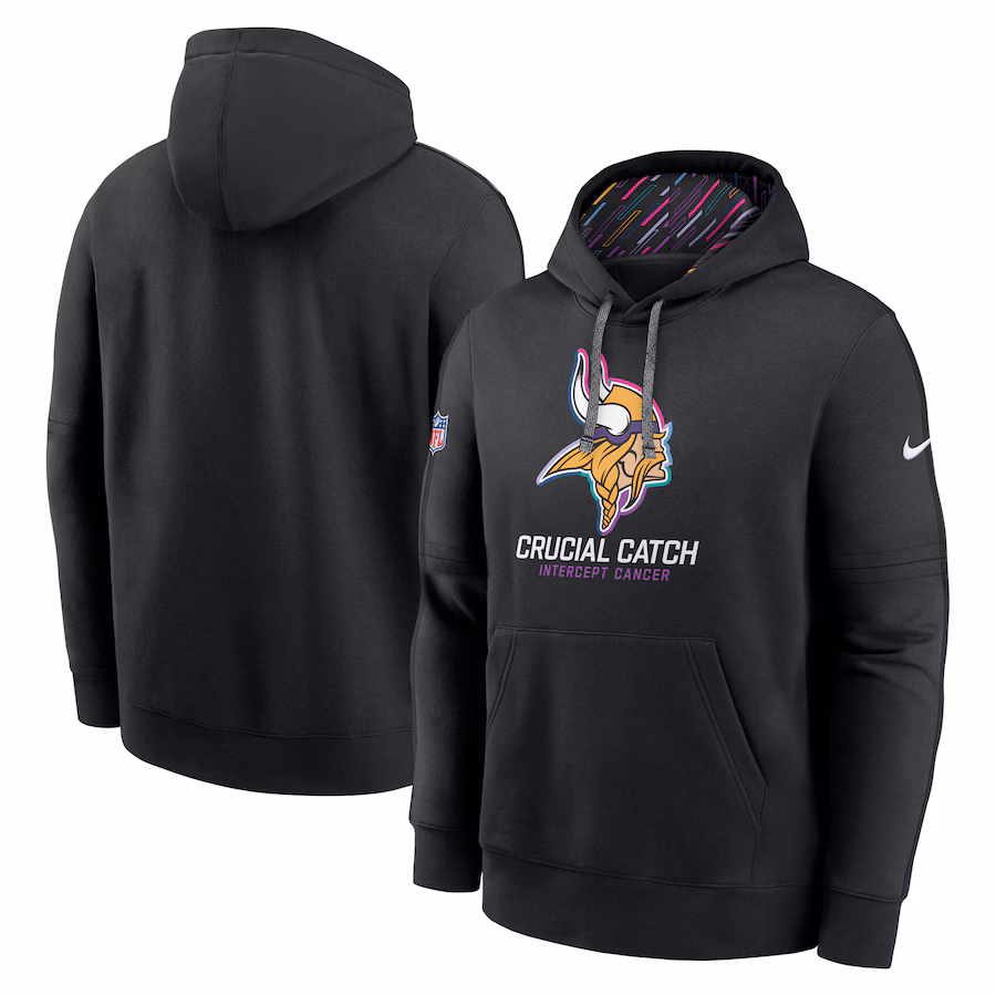 Men's Minnesota Vikings Nike Black 2024 NFL Crucial Catch Club Pullover Hoodie - ujerseystore
