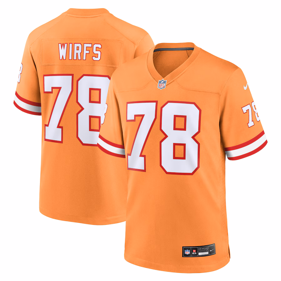 Men's Tampa Bay Buccaneers Tristan Wirfs Nike Orange Throwback Game Jersey - ujerseystore