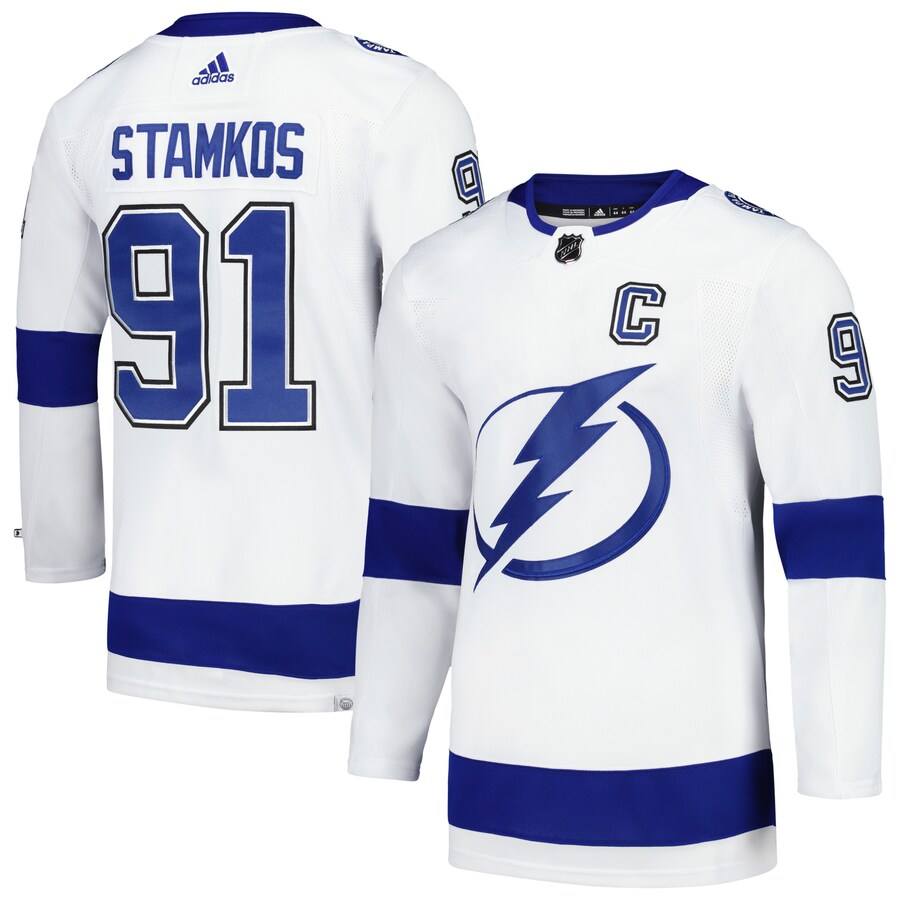 Men's Tampa Bay Lightning Steven Stamkos adidas White Away Primegreen Authentic Pro Player Jersey - ujerseystore