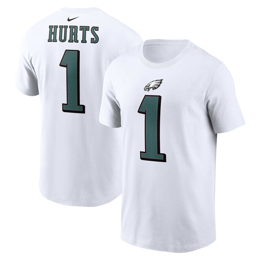 Men's Philadelphia Eagles Jalen Hurts Nike  White  Player Name & Number T-Shirt - ujerseystore