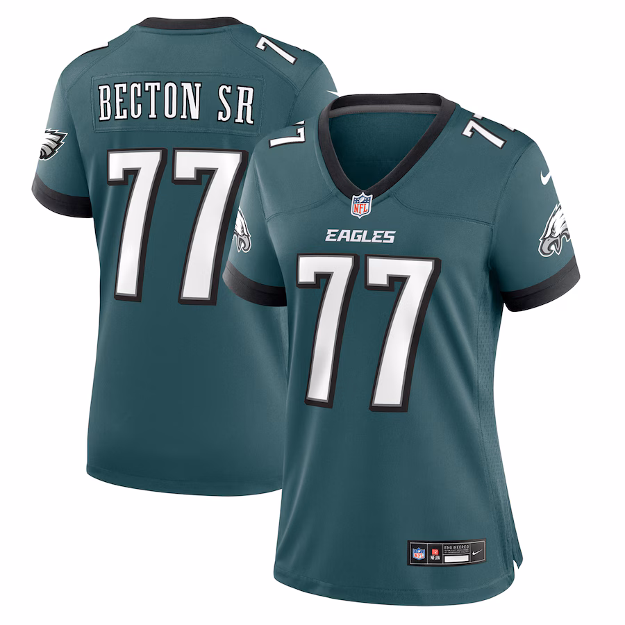 Women's Philadelphia Eagles Mekhi Becton Sr. Nike Midnight Green Game Jersey - ujerseystore