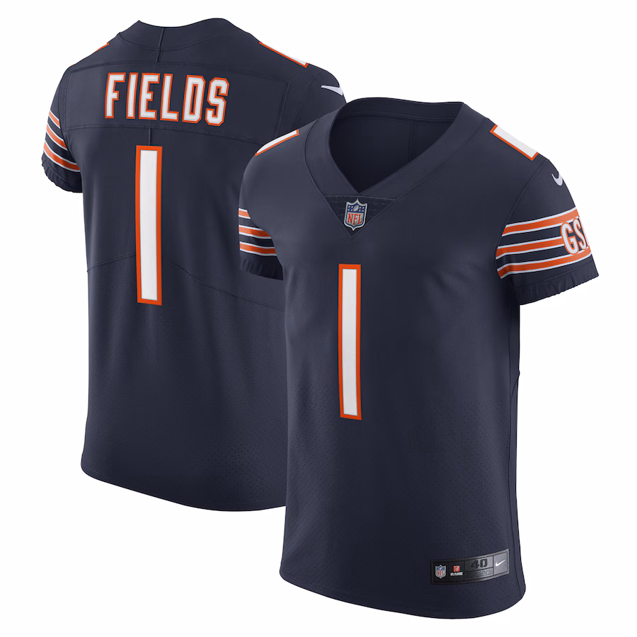Men's Chicago Bears Justin Fields Nike Navy Vapor Elite Jersey - ujerseystore