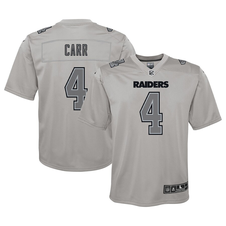 Youth Las Vegas Raiders Derek Carr Nike Gray Atmosphere Game Jersey - ujerseystore