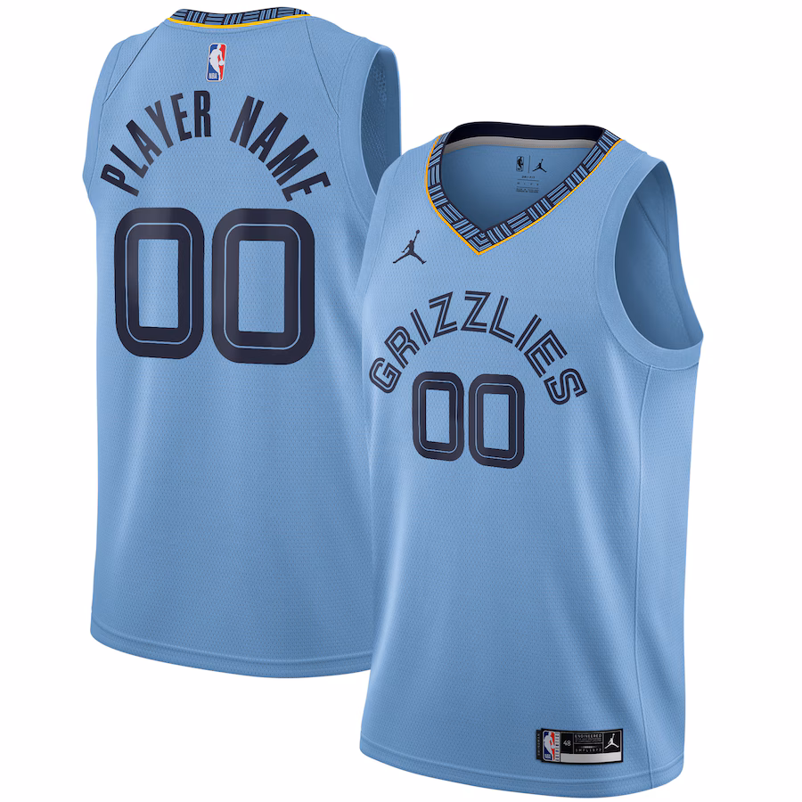Men's Memphis Grizzlies Jordan Brand Light Blue Swingman Custom Jersey - Statement Edition - ujerseystore