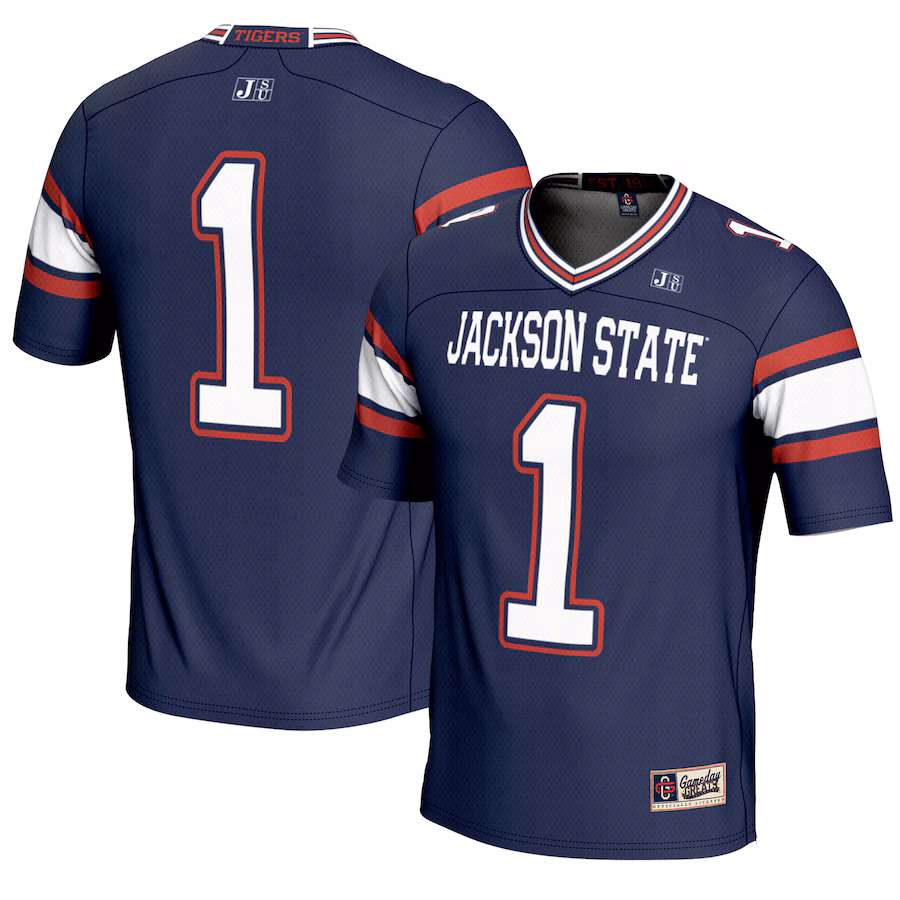 Youth GameDay Greats #1 Navy Jackson State Tigers Football Jersey - ujerseystore