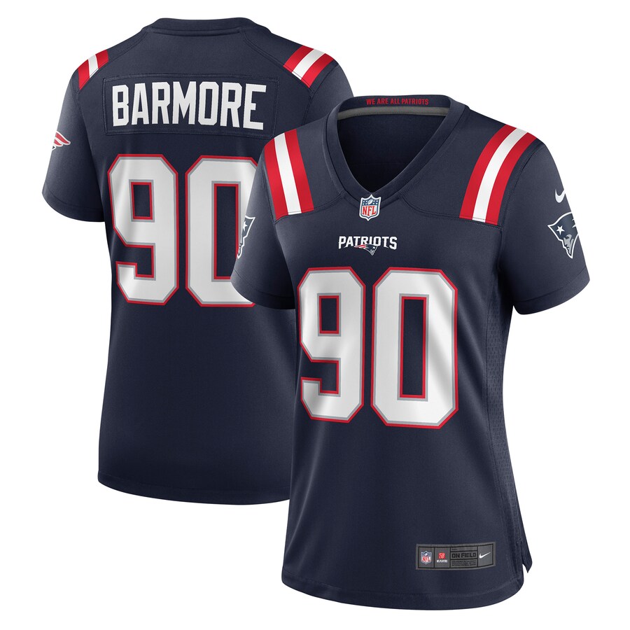 Women's New England Patriots Christian Barmore Nike Navy Player Game Jersey - ujerseystore