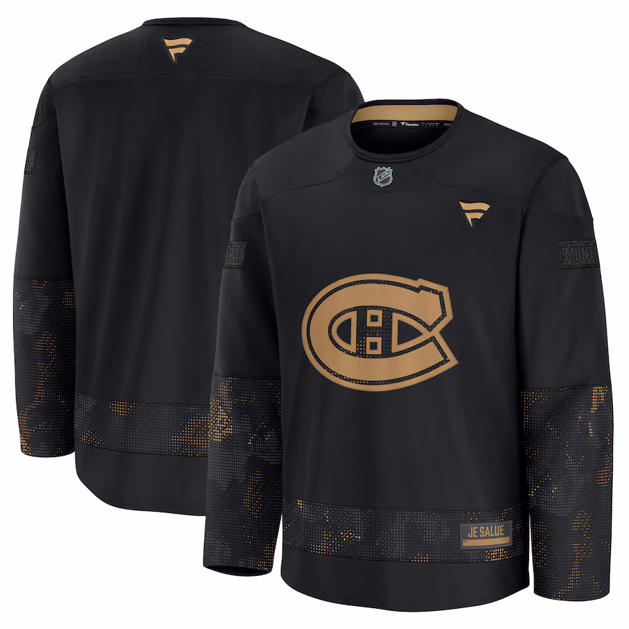 Men's Montreal Canadiens Fanatics Black 2024 Military Appreciation Practice Jersey - ujerseystore