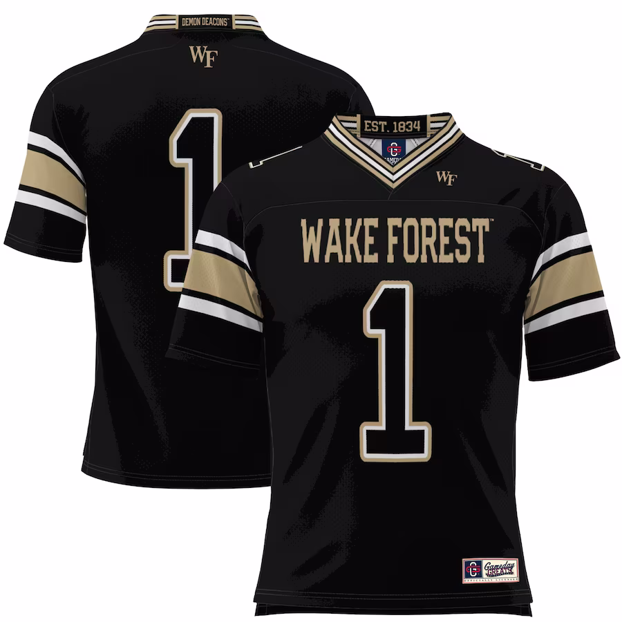 #1 Wake Forest Demon Deacons GameDay Greats Youth Football Jersey - Black - ujerseystore