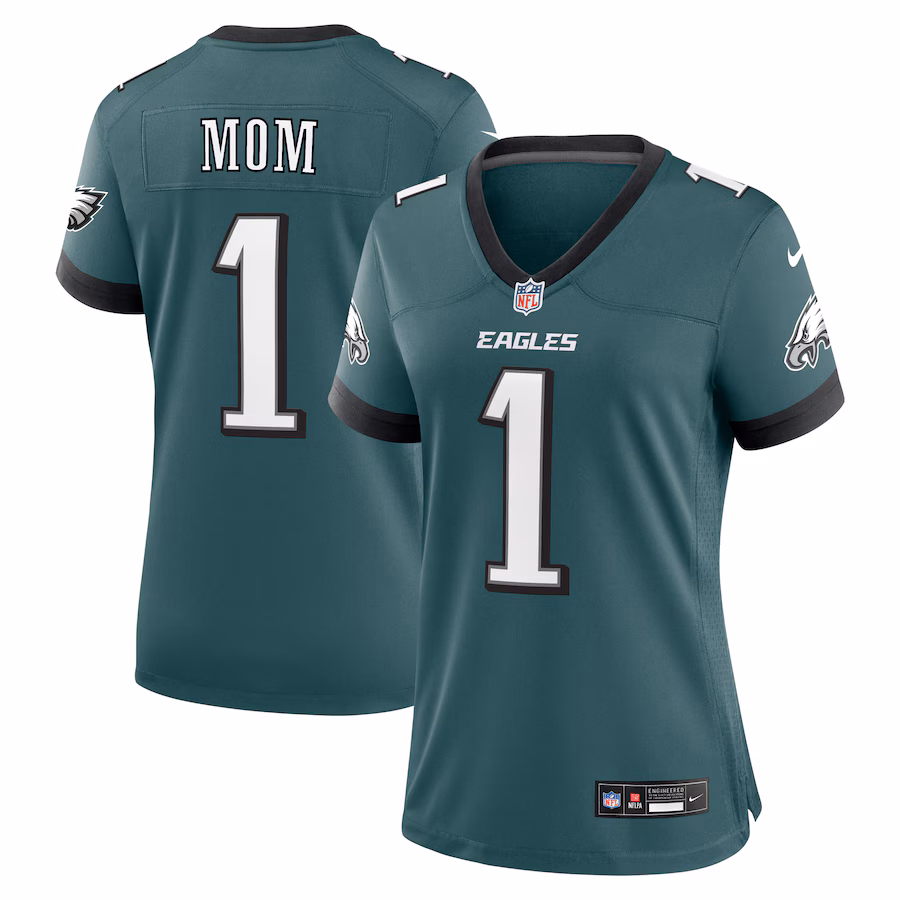 Women's Philadelphia Eagles Nike Midnight Green #1 Mom Game Jersey - ujerseystore