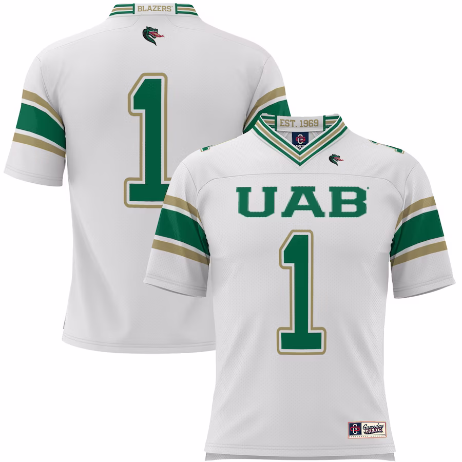 #1 UAB Blazers GameDay Greats Youth Endzone Football Jersey - White - ujerseystore