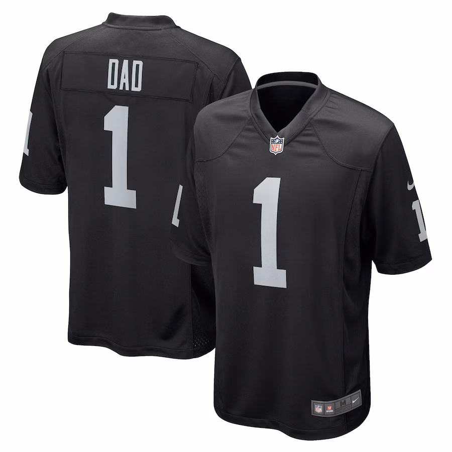 Men's Las Vegas Raiders Number 1 Dad Nike Black Game Jersey - ujerseystore