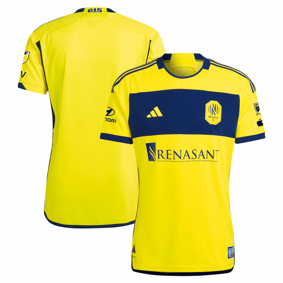 Men's Nashville SC  adidas Yellow 2024 The 615 Kit Authentic Jersey - ujerseystore