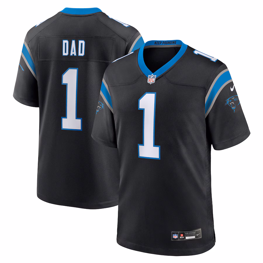 Men's Carolina Panthers Number 1 Dad Nike Black Game Jersey - ujerseystore