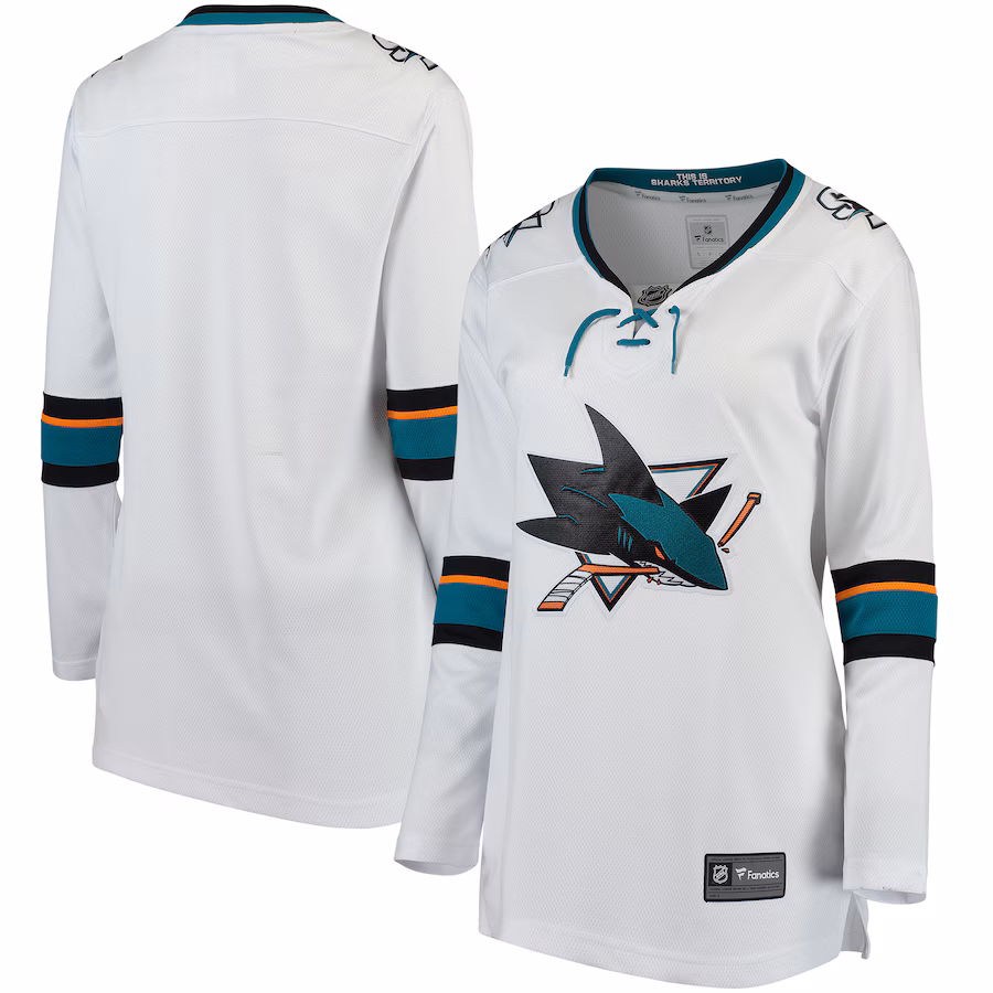 Women's San Jose Sharks Fanatics White Away Breakaway Jersey - ujerseystore