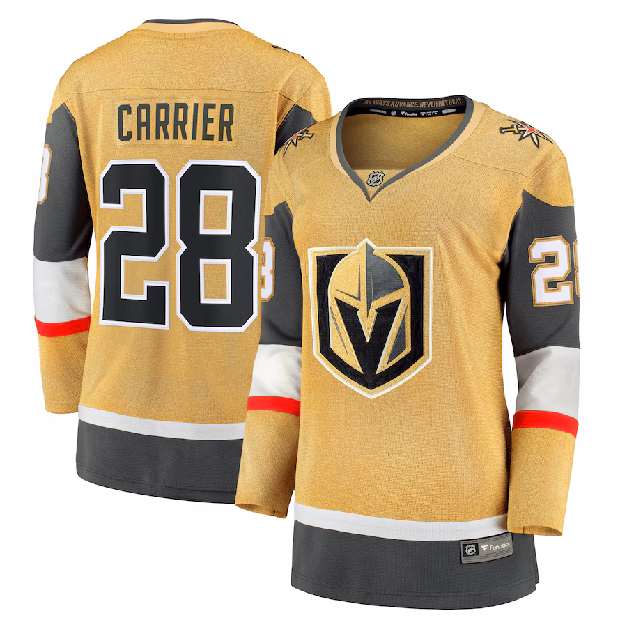 Women's Vegas Golden Knights William Carrier Fanatics Gold Home Breakaway Player Jersey - ujerseystore